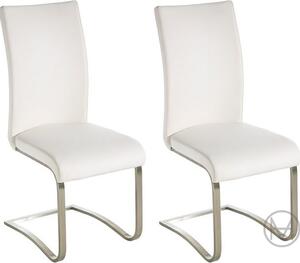 Set 2 scaune albe Arco piele naturala