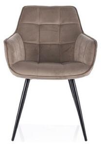 Scaun LILIA, bej inchis/negru, stofa catifelata - Bluvel 40/metal, 59x45x90 cm