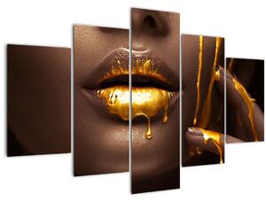 Tablou - Femeie cu buze aurii (150x105 cm)