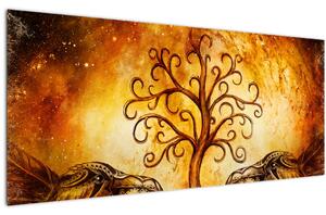 Tablou natural abstract cu copac (120x50 cm)