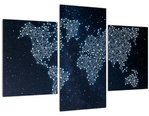 Tablou - Harta lumii cu stele (90x60 cm)