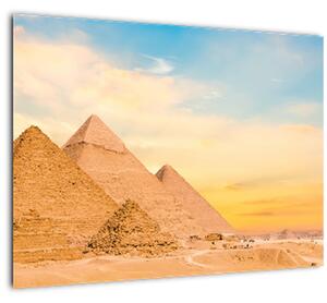 Tablou pe sticlă cu piramidele din Egipt (70x50 cm)