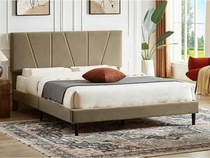 Pat 160x200 SAVANA, bej, stofa catifelata/lemn, 171x214x102 cm