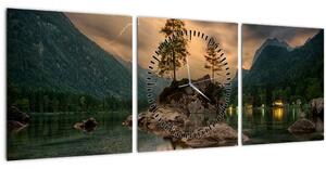 Tablou - lacul în munți (cu ceas) (90x30 cm)