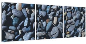 Tabloul cu pietre pe plajă (cu ceas) (90x30 cm)