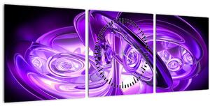 Tabloul fractalilor în violet (cu ceas) (90x30 cm)