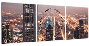 Tabloul cu metropolă luminată (cu ceas) (90x30 cm)