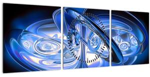Tabloul abstract albastru (cu ceas) (90x30 cm)