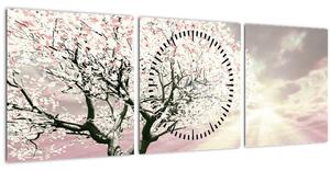 Tabloul copacului roz (cu ceas) (90x30 cm)