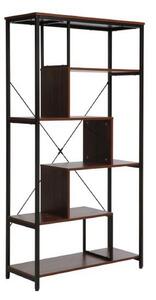 Biblioteca NET B, nuc inchis/negru, PAL laminat/metal, 75x35x132 cm