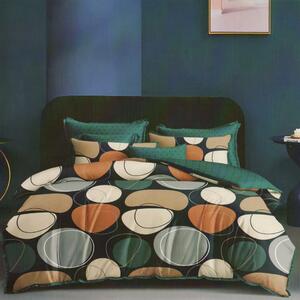 Lenjerie de pat dublu bumbac Finet 6 piese 220 x 240 cm, Buline colorate, Verde, Ralex Pucioasa M282
