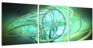 Tabloul cu abstracție verde (cu ceas) (90x30 cm)