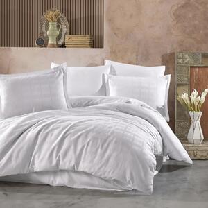 Lenjerie de pat dublu Jacquard 100% Bumbac 6 piese 240 x 260 cm, Elegant, Alb, Clasy MARSELA V1