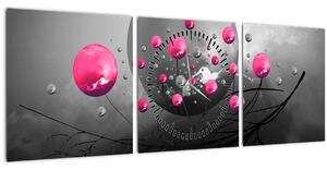 Tabloul cu bile abstracte roz (cu ceas) (90x30 cm)