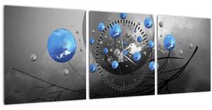 Tabloul cu bile abstracte albastre (cu ceas) (90x30 cm)