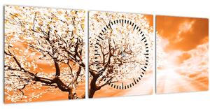 Tabloul cu pomul portocaliu (cu ceas) (90x30 cm)