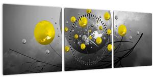Tabloul - bile abstracte galbene (cu ceas) (90x30 cm)