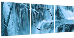 Tablou - cascadele închețate (cu ceas) (90x30 cm)