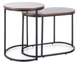 Set 2 masute cafea TWINGO, nuc/negru mat, furnir/metal
