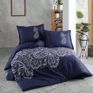 Lenjerie de pat dublu Bumbac 100% Ranforce 4 piese king size 240 x 260 cm, Eleganta, Albastru, Clasy NILLA V1