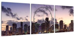 Tablou - zgârie norii unui oraș mare (cu ceas) (90x30 cm)
