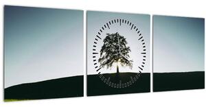 Tablou cu natura - copac (cu ceas) (90x30 cm)