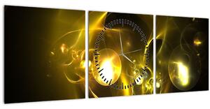 Tabloul abstract cu bile galbene (cu ceas) (90x30 cm)