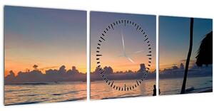 Tablou femeii pe plajă (cu ceas) (90x30 cm)