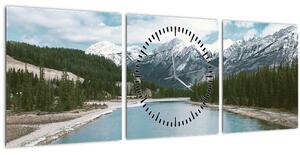 Tablou cu peisaj montan (cu ceas) (90x30 cm)