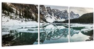 Tablou - lacul iarna (cu ceas) (90x30 cm)