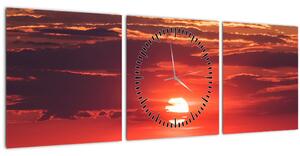 Tablou cu soarele colorat (cu ceas) (90x30 cm)