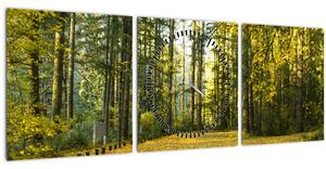 Tablou - pădurea toamna (cu ceas) (90x30 cm)