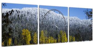 Tablou - munții înzăpeziți iarna (cu ceas) (90x30 cm)