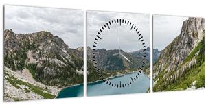 Tablou cu lac în munți (cu ceas) (90x30 cm)