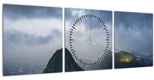 Tablou cu munți (cu ceas) (90x30 cm)