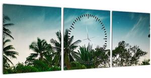 Tablou - palmierii (cu ceas) (90x30 cm)