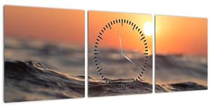 Tablou cu valul mării (cu ceas) (90x30 cm)