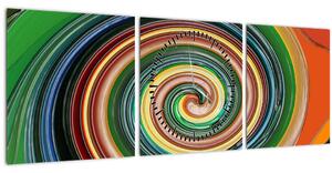 Tablou abstract - spirala colorata (cu ceas) (90x30 cm)