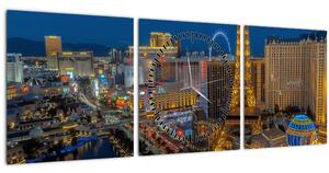 Tablou cu Las Vegas nocturn (cu ceas) (90x30 cm)