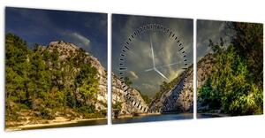 Tablou peisajului cu lac (cu ceas) (90x30 cm)