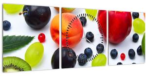 Tablou - fructe cu picături de apă (cu ceas) (90x30 cm)