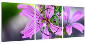Tablou cu floarea detailat (cu ceas) (90x30 cm)
