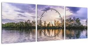 Tablou cu lac (cu ceas) (90x30 cm)
