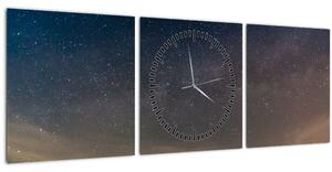 Tablou cu cerul nocturn (cu ceas) (90x30 cm)