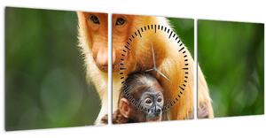Tablou cu maimuțe (cu ceas) (90x30 cm)