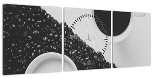 Tablou cu cafea (cu ceas) (90x30 cm)