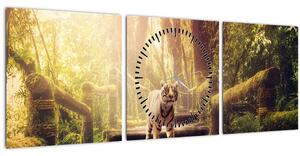 Tablou cu tigrul în djunglă (cu ceas) (90x30 cm)