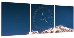 Tablou cu munți și cerul nocturn (cu ceas) (90x30 cm)