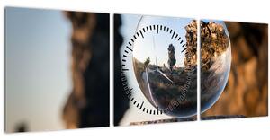 Tablou cu lupa și peisaj (cu ceas) (90x30 cm)