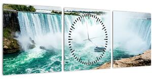 Tablou cu cascadele și corabie (cu ceas) (90x30 cm)